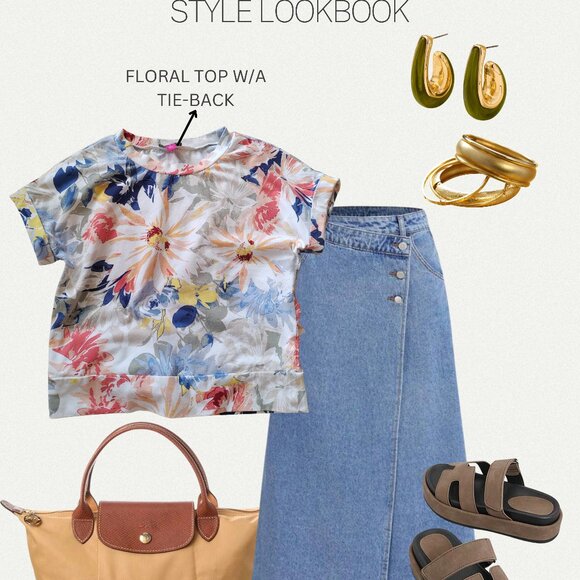 FLORAL TOP W TIE - Picture 1 of 6